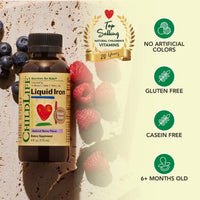Thumbnail for CHILDLIFE ESSENTIALS Liquid Iron for Kids - Iron Supplement Drops for Toddler & Baby, Gluten Free - Natural Berry, 4 Fl Oz