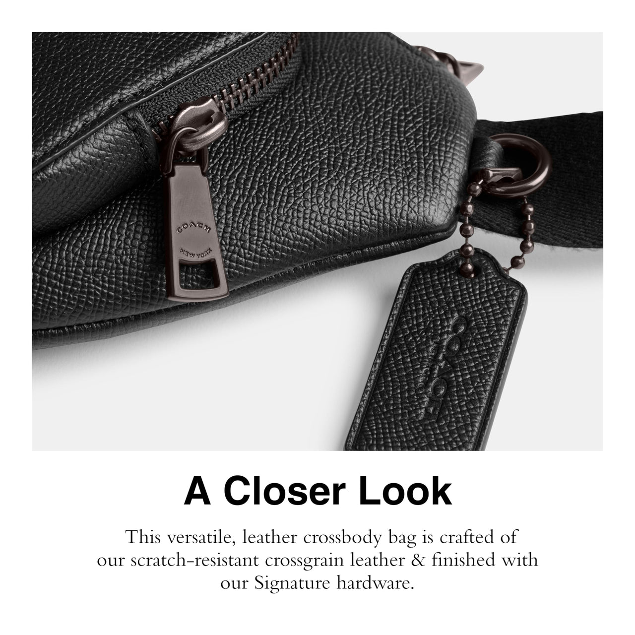 COACH Belt Bag in Cross Grain Leather Black One Size