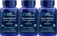 Thumbnail for Life Extension Bone Restore Calcium Supplement with Vitamin K2, 120 Capsules (Pack of 3)