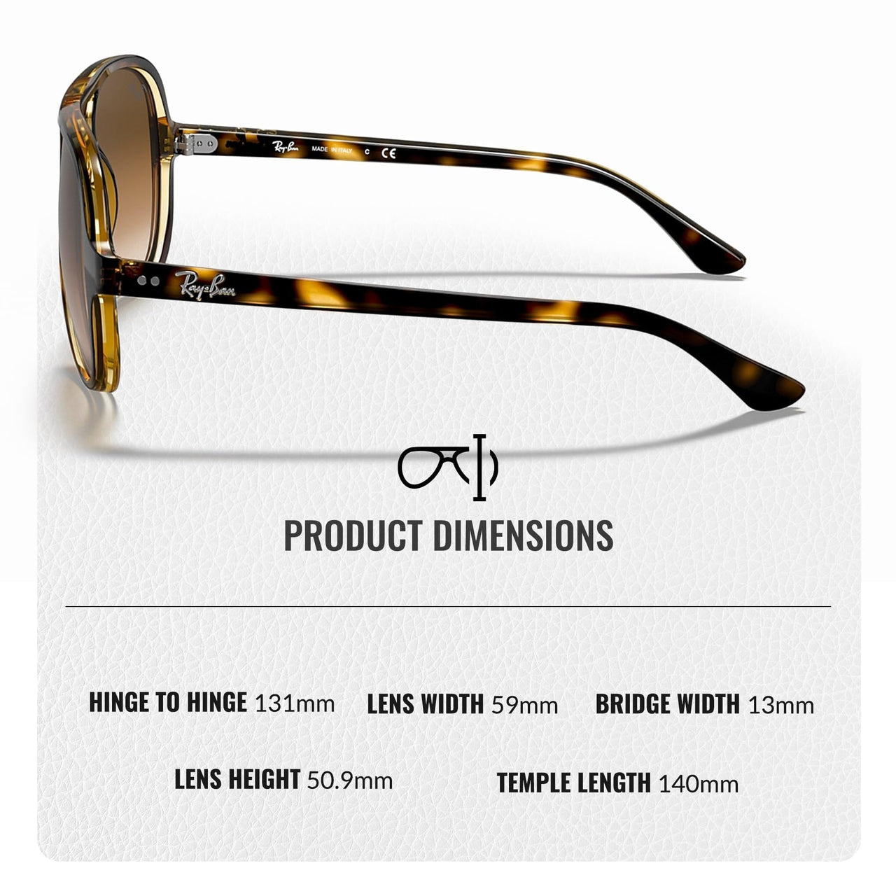 Ray-Ban RB4125 CATS 5000 CLASSIC Pilot Shaped Non-Polarized Sunglasses for Men – Includes Official RAYBAN Eyewear Kit – Ideal Formal & Casual Wear Sunglasses – Light Brown Gradient Lens