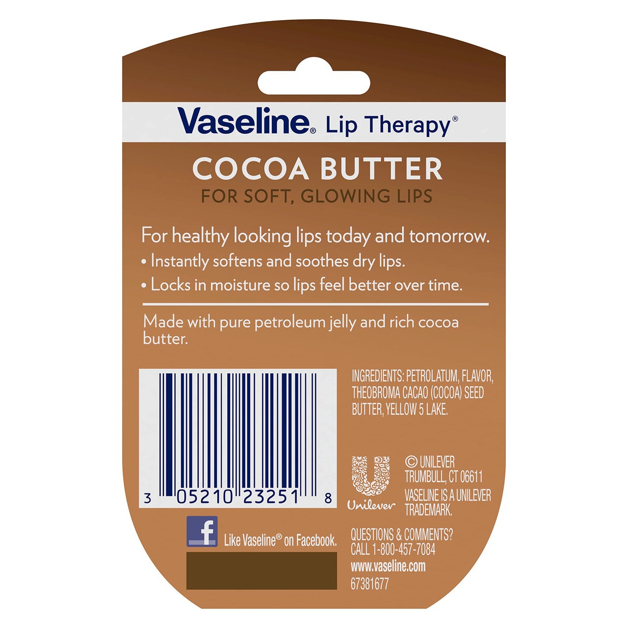 Vaseline Lip Therapy Cocoa Butter 6-Pack – Mini Lip Balms for Soft, Glowing Lips, 0.25 Oz Ea