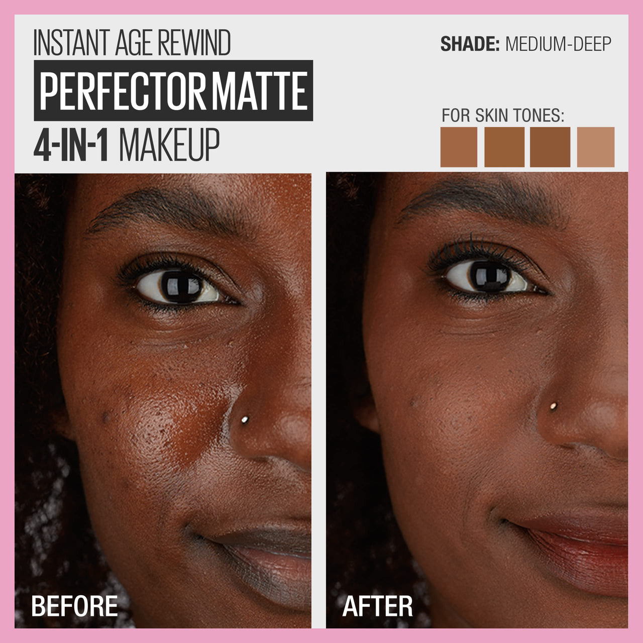 Maybelline Instant Age Rewind Instant Perfector 4-In-1 Matte Makeup, 04 Medium/Deep, 1 Count