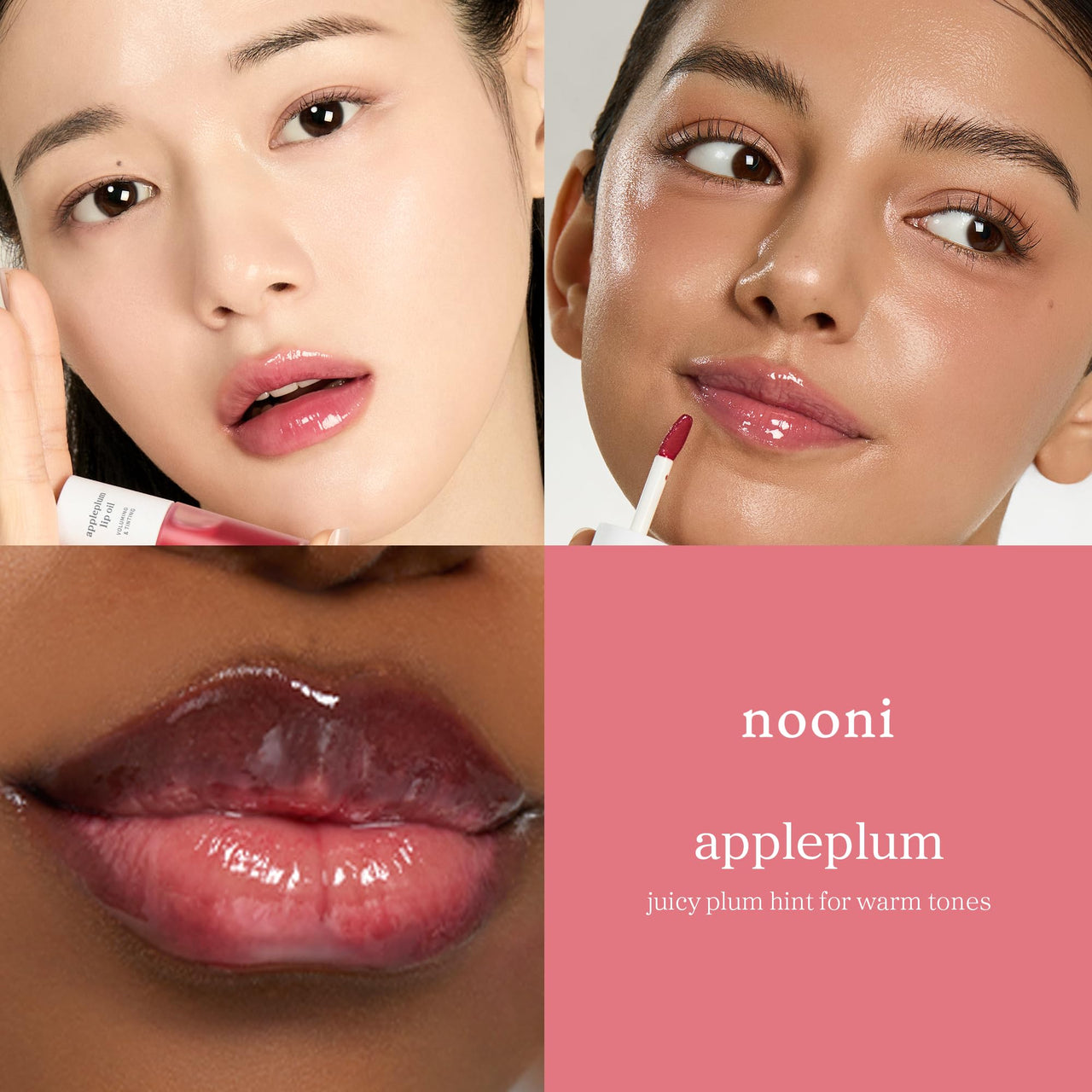 NOONI Korean Lip Oil - Appleplum | Long-Lasting, Moisturizing, Plumping, Revitalizing for Dry Lips, Waterproof, No Peel Off, Korean Tint, Hydrating, Nourishing Crystal Clear, 0.12 FL Oz