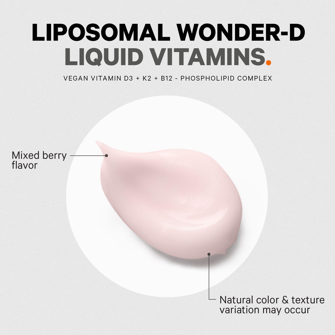 Codeage Liposomal Wonder-D, Vegan Cholecalciferol Vitamin D3 1000 IU Liquid Drops Supplement, Plant-Based Vitamins B12 & K2, Non-GMO Sunflower Phospholipids, Vitamin E, Mixed Berry Flavor, 7.6 fl oz