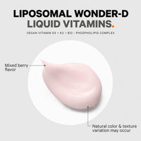 Thumbnail for Codeage Liposomal Wonder-D, Vegan Cholecalciferol Vitamin D3 1000 IU Liquid Drops Supplement, Plant-Based Vitamins B12 & K2, Non-GMO Sunflower Phospholipids, Vitamin E, Mixed Berry Flavor, 7.6 fl oz