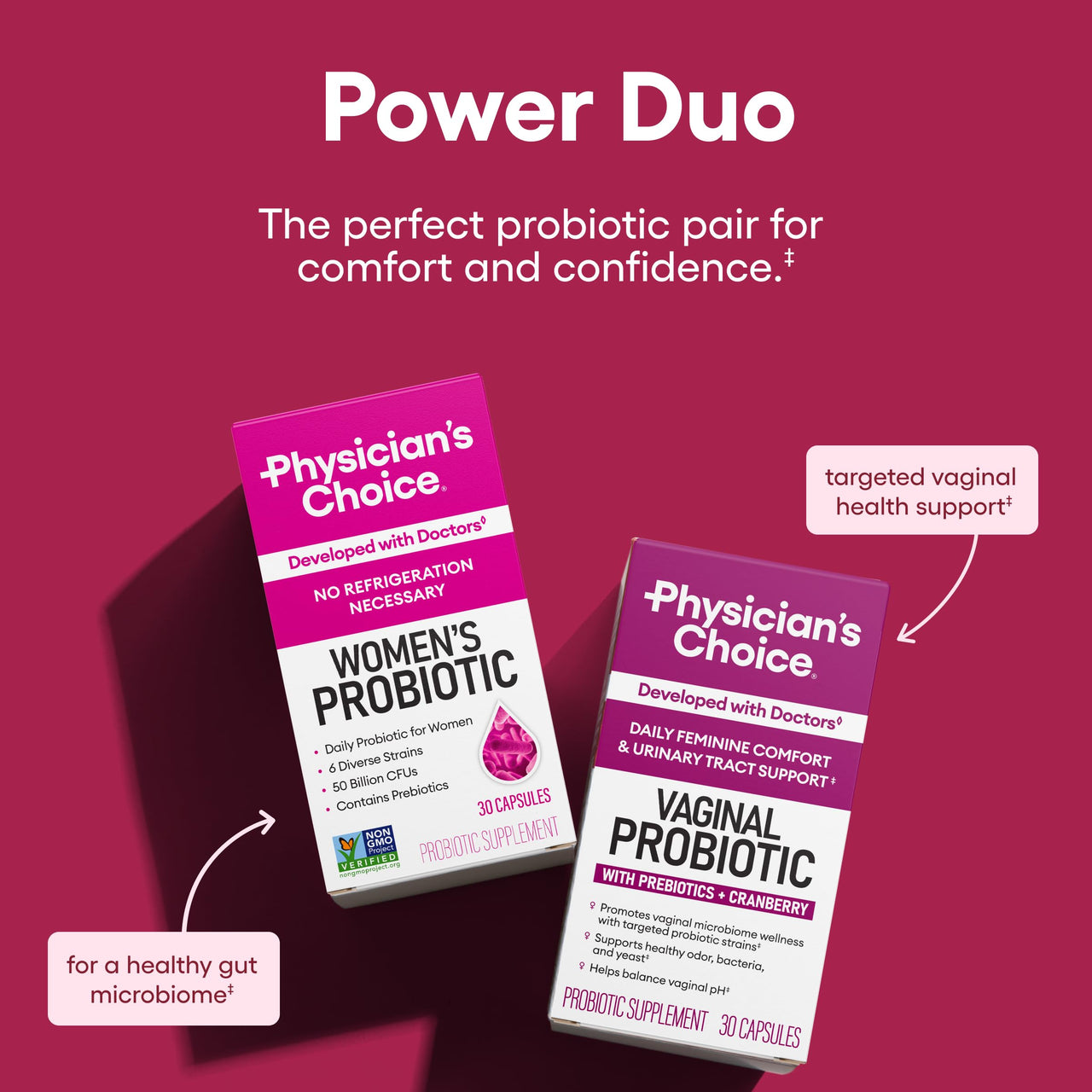Physician's CHOICE Feminine Power Duo Bundle - Vaginal Probiotic + Womens Probiotic Bundle