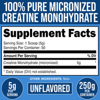 Thumbnail for Bucked Up Pure Micronized Creatine Monohydrate for Women and Men - Easy to Mix and Unflavored - 5G Per Serving - 50 Servings - 250 Grams Per Container