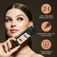 Thumbnail for KISS Lash GLUEliner, 2-in-1 Felt-Tip Eyelash Adhesive and Eyeliner, Matte Finish, Foolproof Application, Easy Touch-Up, 0.03 Fl Oz.- Black, Packaging May Vary