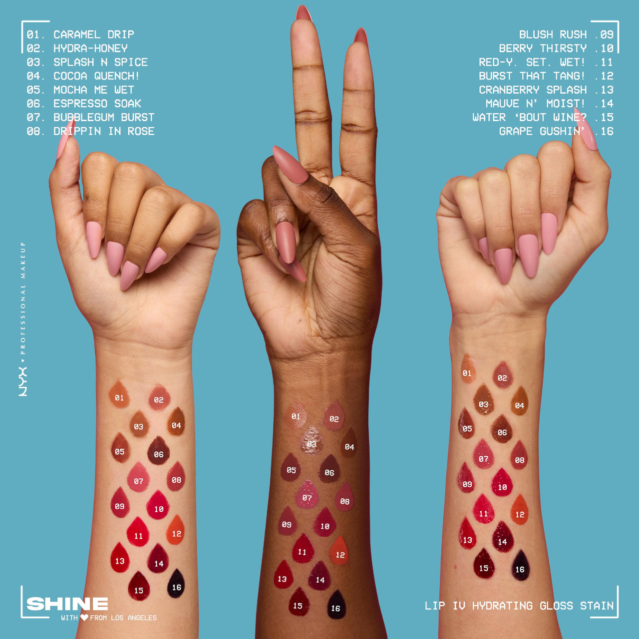 NYX PROFESSIONAL MAKEUP Lip IV Hydrating Glossy Lip Stain with 12HR Hydration - Drippin In Rose (Pink)