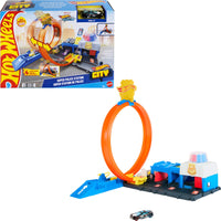 Thumbnail for Hot Wheels Toy Car Track Set, Super Police Station Playset with 1:64 Scale Die-Cast Vehicle, Adjustable Loop for Multiple Ways to Race & Stunt