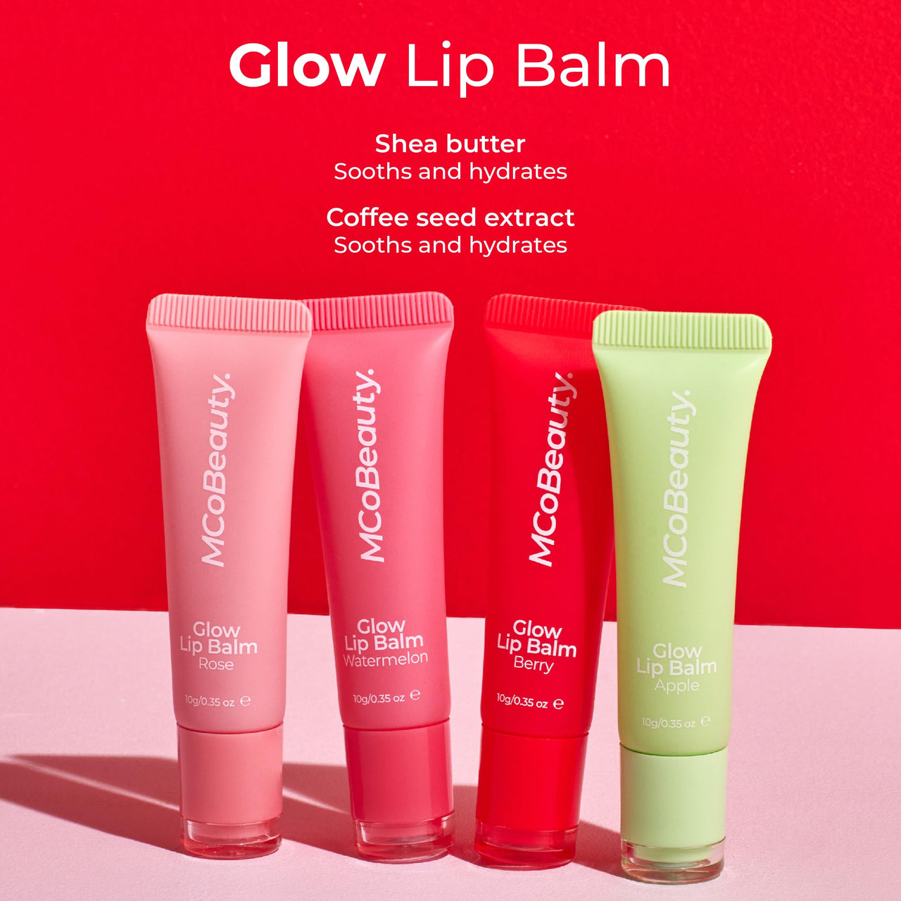 MCoBeauty Glow Lip Balm Berry - Hydrating Tinted Lip Care with Glossy Shine for Soft Smooth Lips - Nourishing Lip Treatment Moisturizer, Plumping Glow Balm - Vegan Cruelty Free Beauty Essentials
