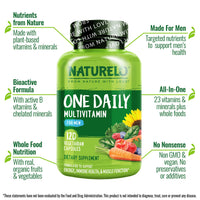 Thumbnail for NATURELO Mens Multivitamins - One Daily Multivitamin for Men with Vitamins, Minerals & Organic Whole Foods, Boost Energy & Health, Non-GMO, 120 Vegetarian Capsules