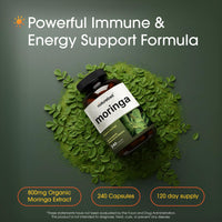 Thumbnail for NatureBell Moringa - 240 Capsules - Organic Moringa for Immune, Energy & Skin Health Support* - Green Superfood Properties