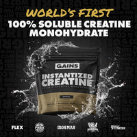 Thumbnail for Gains in Bulk Instantized Creatine Monohydrate for Women and Men, Soluble Creatine Powder, Supports Muscle Building, Strength and Performance, Bodybuilding Supplements, Unflavored, 30 Servings