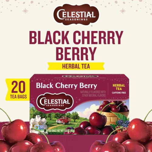 Image 3 of Celestial Seasonings Herbal Tea Bags Black Cherry Berry 20 Count Pack of 6
