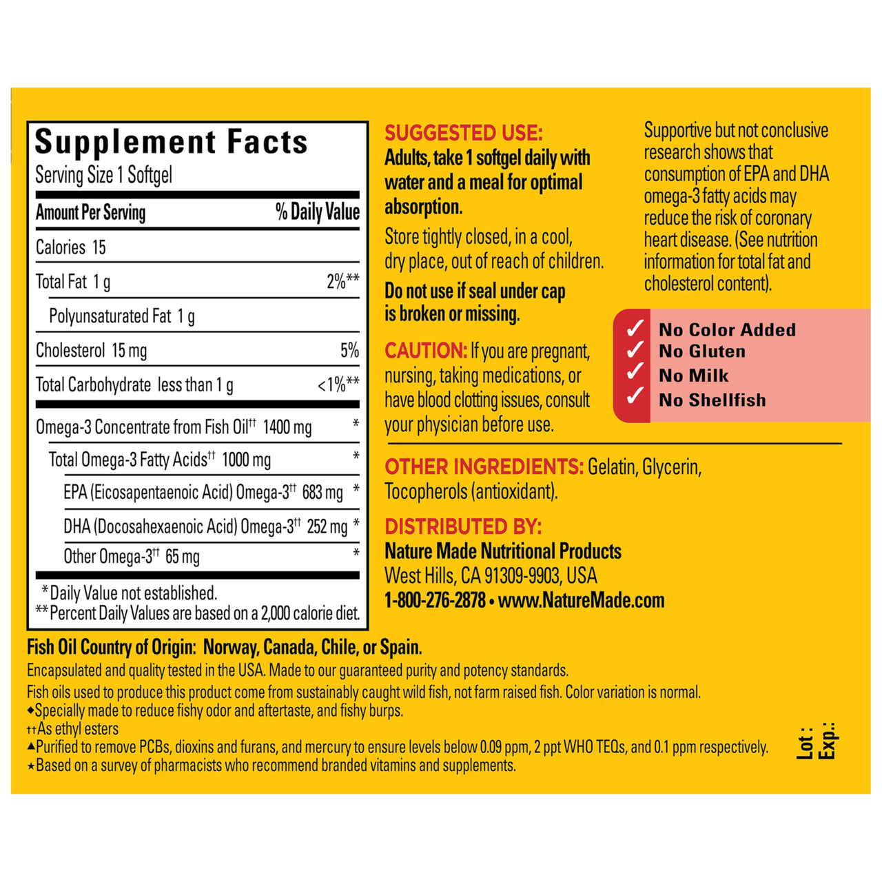 Nature Made Extra Strength Omega 3 Fish Oil Supplements, 1400mg, Fish Oil Omega 3 Supplements as Ethyl Esters for Healthy Heart, Brain, Eyes, Mood Support, 45 Softgels, 45 Day Supply