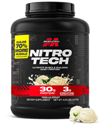 Thumbnail for Muscletech Whey Protein Powder (Vanilla Cream, 4 Pound) - Nitro-Tech Ultimate Muscle Building Formula with Whey Protein Isolate - 30g of Protein, 3g of Creatine & 6.8g of BCAA - Packaging May Vary