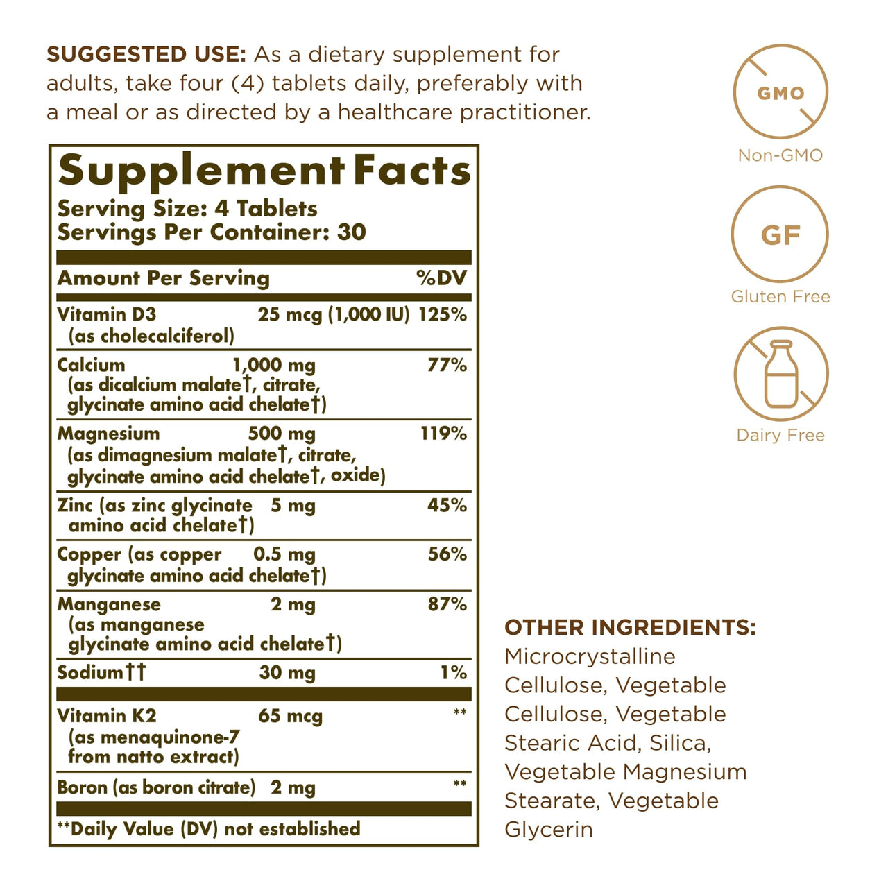 Solgar Advanced Calcium Complex - 120 Tablets, Pack of 3 - with Zinc, Boron, Vitamins D3 & K2 - Non-GMO, Gluten Free, Dairy Free - 90 Total Servings