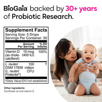 Thumbnail for BioGaia Baby Probiotic Drops - Colic & Gas Relief + Vitamin D, 50-Day Supply, Safe for Newborns, Reduces Crying, Fussing, Colic, Gas, Spit-ups & Constipation, No allergens, Dairy or Soy (Pack of 2)