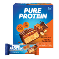 Thumbnail for Pure Protein Chocolate Peanut Caramel Protein Bars – 20g Protein, 3g Sugar, 190 Calories (12 count) Low Sugar* High Protein Snack - Gluten Free - Perfect for a Healthy Snack