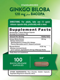 Thumbnail for Nature's Truth Ginkgo Biloba 120mg | Plus Bacopa | 100 Quick Release Capsules | Standardized Extract | Non-GMO and Gluten Free Supplement