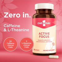 Thumbnail for One-A-Day Brain Supplement – Brain Supplements for Memory and Focus Support, Concentration and Focus Support, Focus Supplement for Adults with L-theanine, Caffeine and Ginseng, 30 Capsules