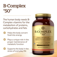 Thumbnail for Solgar B-Complex “50”, 250 Vegetable Capsules - Energy Metabolism, Cardiovascular Support, Nervous System Support - Non-GMO, Vegan, Gluten Free, Dairy Free, Kosher - 250 Servings