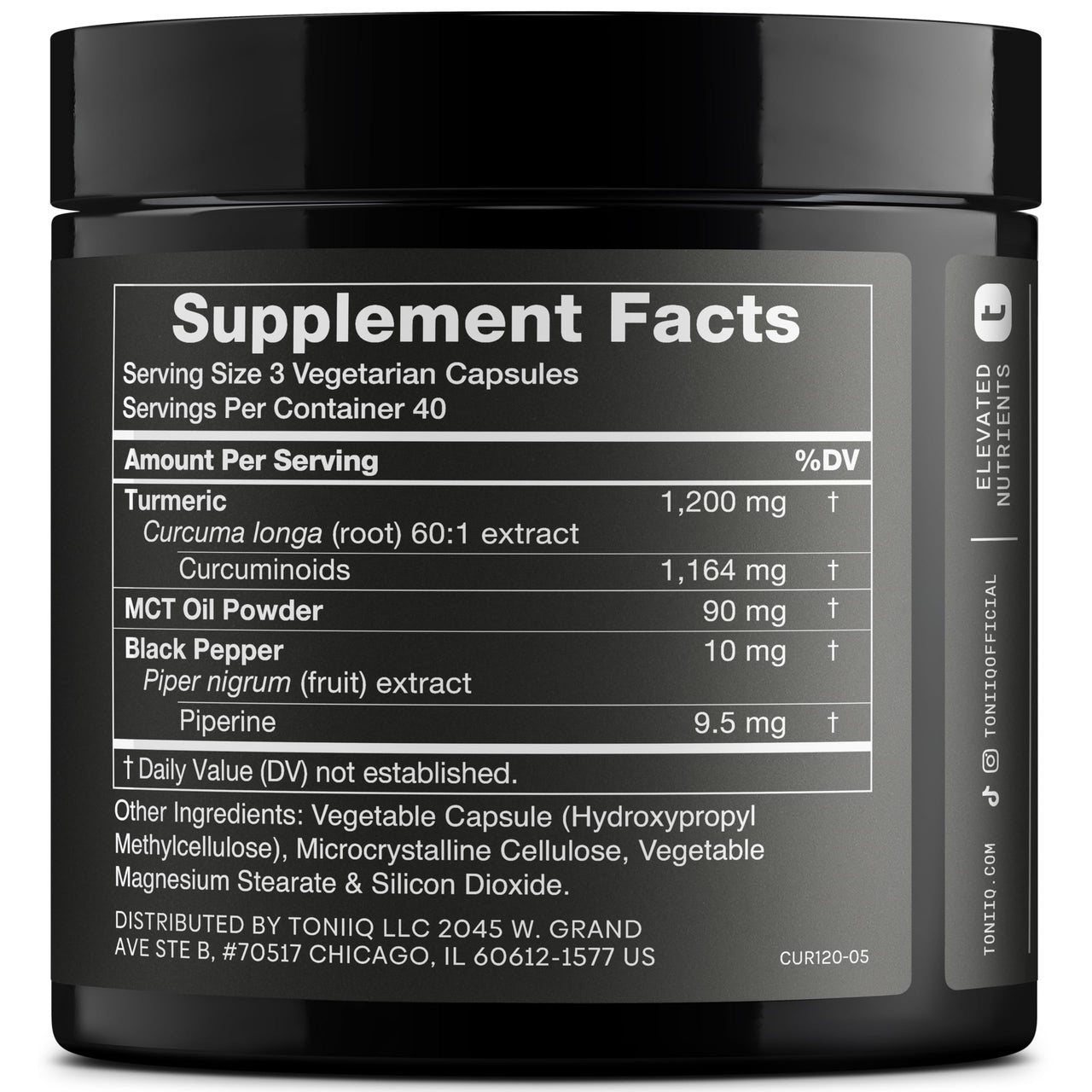 Turmeric Curcumin - Ultra High Potency 60:1 Extract with 97% Curcuminoids - 1200mg Per Serving - Black Pepper & MCT Oil for Enhanced Absorption - Third-Party Lab Tested - 120 Capsules