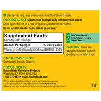 Thumbnail for Nature Made Vitamin D3 2000 IU (50 mcg), Vitamin D Supplement for Bone, Teeth, Muscle and Immune Health Support, 250 Softgels, 250 Day Supply