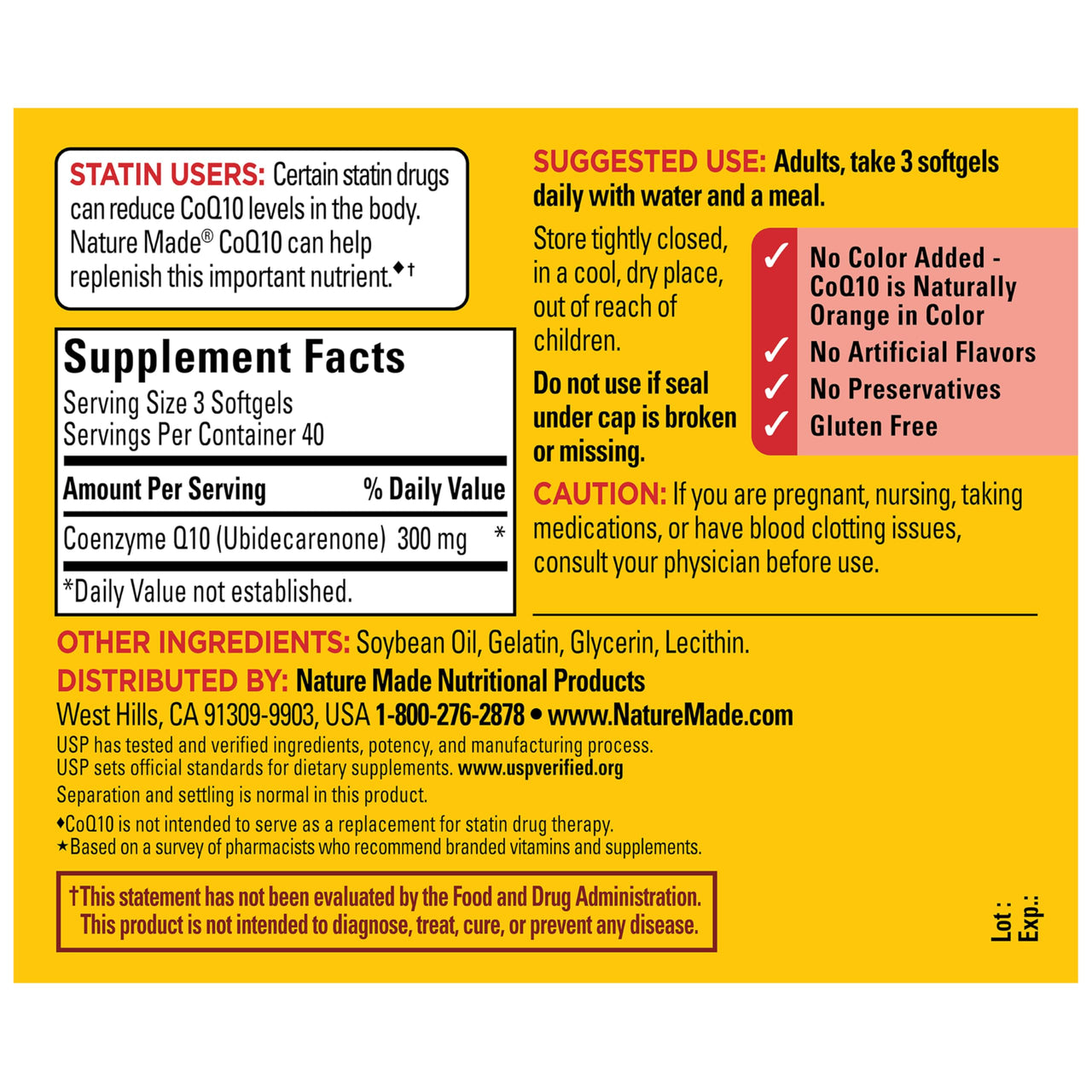 Nature Made CoQ10 300mg per 3 Softgels, CoQ10 Supplement for Heart Health & Antioxidant Support, 120 Softgels, 40 Day Supply