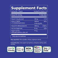 Thumbnail for Vitality Power Iron + Spirulina | 45mg Iron | Blood Builder | Iron Deficiency Support | Vegan | All Natural Supplement | Gentle on Stomach | 30 Capsules