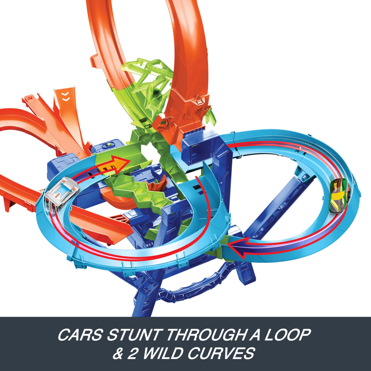Hot Wheels Stunt Track Mid-Air Crash & 1:64 Scale Die-Cast Toy Car