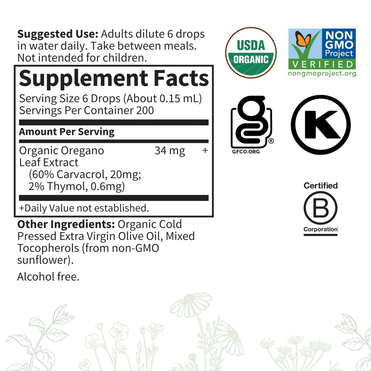 Garden of Life Organics Oil of Oregano Seasonal Drops 1fl oz (30 mL) Liquid, Concentrated Plant Based Immune Support - Alcohol-Free, Organic, Non-GMO, Vegan & Gluten Free Herbal Supplements