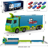 Thumbnail for Carrier Truck Race Track Toddler Toys, Foldable 3 Layer Toddler Track Playset, Dinosaur Toy Truck Transport Car Carrier & 8 Race Cars, Truck Car Kids Toy Gifts for Age 3 4 5 6+ Year Old Boys Girls