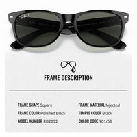 Thumbnail for Ray-Ban RB2132 NEW WAYFARER Classic Polarized Square Shape Sunglasses With Eyewear Kit Bundle - High Bridge Fit - Casual Wear Square Sunglasses