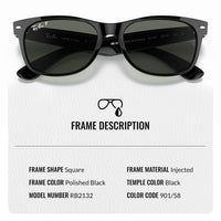 Thumbnail for Ray-Ban RB2132 NEW WAYFARER CLASSIC POLARIZED Square Shaped Sunglasses for Men & Women – Includes Official Rayban Eyewear Kit – Ideal Formal & Casual Wear Sunglasses – Green Lens