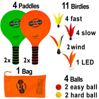 Thumbnail for Funsparks Paddle Game Select Double - 4 Paddles 11 Birdies 4 Balls - A Must Have Racquet Game - Indoor Outdoor Toy