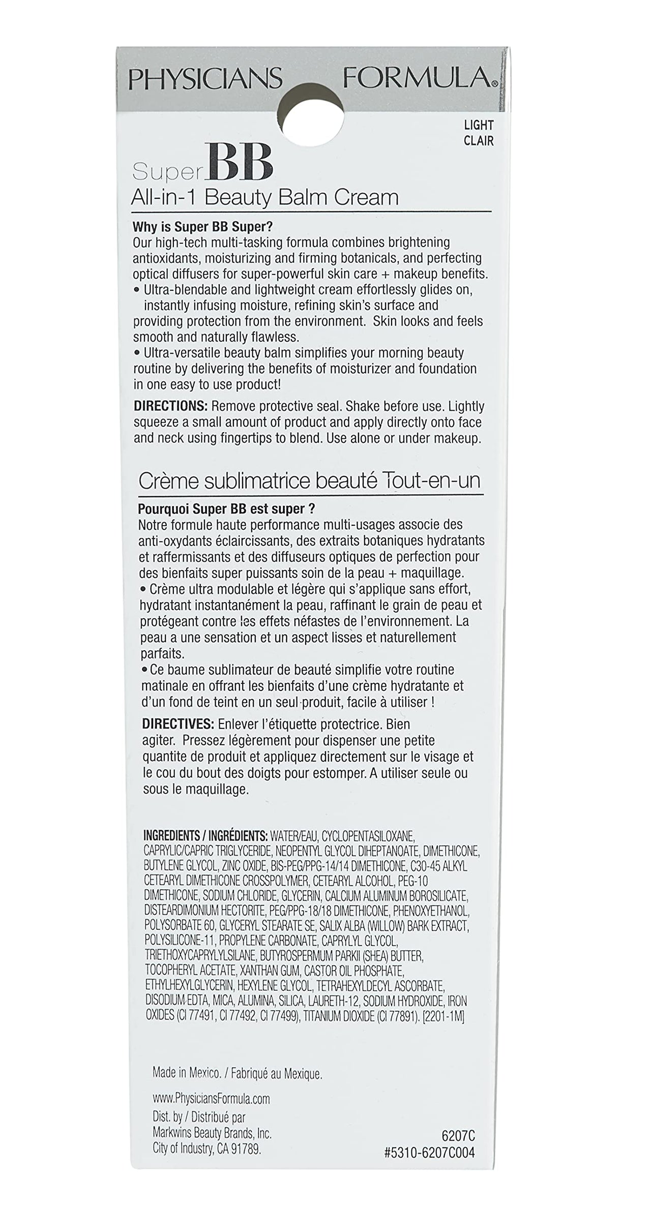 Physicians Formula Super BB Cream. All in 1 Tinted Beauty Balm Foundation Cream, Sheer Moisturizing Coverage, Cruelty free - Light