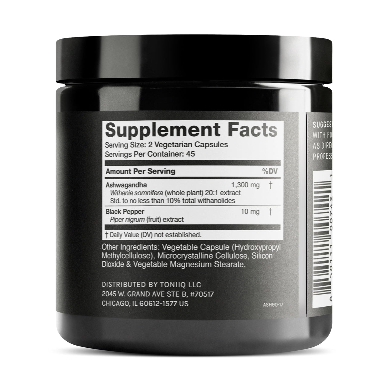 Toniiq Ashwagandha - Ultra High Potency 20:1 Extract with 10% Withanolides - Wild Harvested in India - Highly Concentrated - Third-Party Lab Tested - 90 Capsules