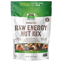 Thumbnail for NOW Foods, Raw Energy Nut Mix, Unsalted Mix of Raisins, Walnuts, Peacans, Almonds, Pumpkin Seeds and Cashews, Great-Tasting, Source of Iron, 16-Ounce (Packaging May Vary)
