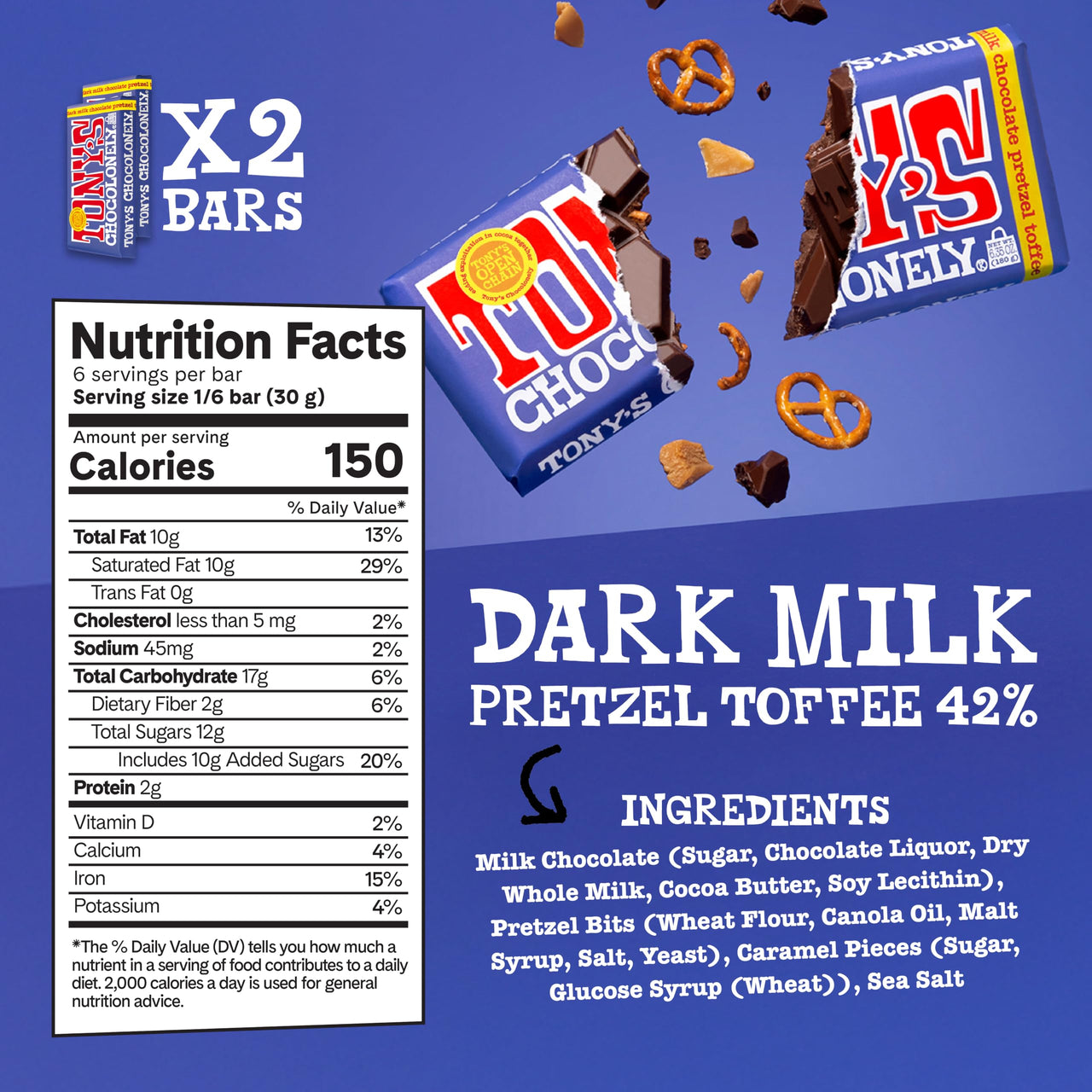 Tony's Chocolonely - Top 3 Milk Chocolate Bundle - Belgium Chocolate Bar, No Artificial Flavoring, Made From Fairtrade & B Corp Certified - 6.35 Oz, 6 Bars