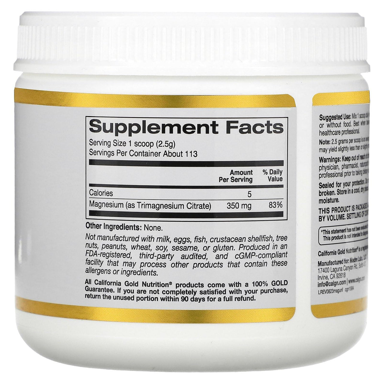 Magnesium Powder Beverage, as Magnesium Citrate, Unflavored, Pure Powder, 10 oz (283 g)