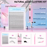 Thumbnail for Natural Lash Extension Kit 168Pcs Lash Clusters Kit Wispy Eyelash Extensions 9-12MM Individual Lashes Extensions with Bond and Seal Lash Glue and Eyelash Extension Tweezers DIY at Home by TNFVLONEINS