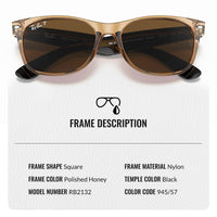 Thumbnail for Ray-Ban RB2132 NEW WAYFARER BICOLOR POLARIZED Square Shaped Sunglasses for Men & Women – Includes Official Rayban Eyewear Kit – Ideal Formal & Casual Wear Sunglasses – Brown Lens