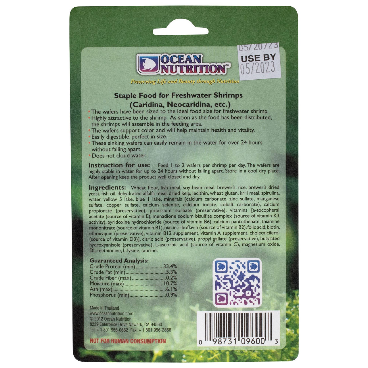 Ocean Nutrition Shrimp Wafers - Sinking Shrimp Food for Freshwater Shrimp Tank (Neocaridina, Caridina, Ghost Shrimp Live, Amano, Cherry) - Enriched with Essential Vitamins & Proteins - 0.53 oz (15 g)
