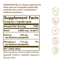 Thumbnail for Solgar Biotin 5000 mcg, 100 Veg Caps - Promote Healthy Skin, Nails & Hair - Supports Energy Production, Protein, Carbohydrate & Fat Metabolism - Vitamin B - Non GMO, Vegan, Gluten Free - 100 Servings