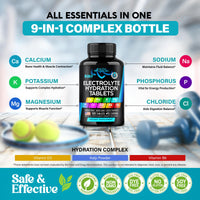 Thumbnail for Electrolytes - Electrolyte Tablets with Magnesium, Sodium, Potassium, Chloride, Vitamins D3 & B6, Kelp Powder - Salt Pills - Made in USA - Oral Tablets as Capsules - Vegan & Keto Friendly - 120 Tabs