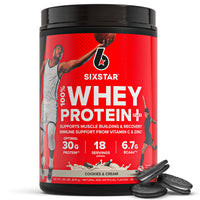 Thumbnail for Six Star Whey Protein Powder Plus - Muscle Building & Recovery Formula with Whey Isolate Powder, BCAAs, 30g Protein, Immune Support - Post-Workout Supplement - Cookies and Cream, 1.8 lbs