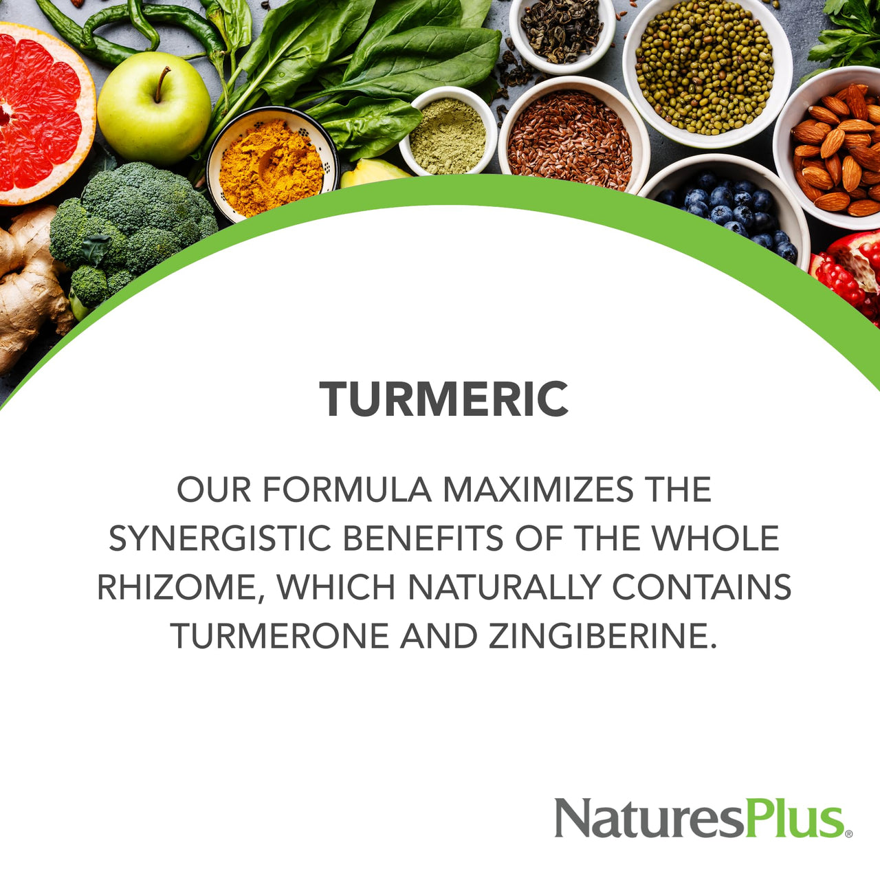 NaturesPlus Herbal Actives Turmeric - 60 Capsules - Non-GMO, Vegan, Gluten Free - 60 Servings