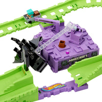 Thumbnail for Hot Wheels Toy Car Track Set, RacerVerse Minecraft Playset & Die-Cast Diamond Armor Steve in Minecart Vehicle, Launch & Race to Defeat Ender Dragon